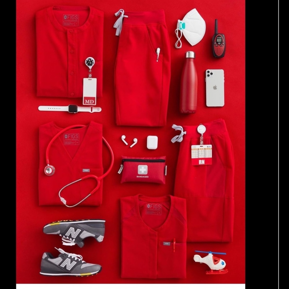 FIGS ZAMORA TALL JAGGERS SCRUB PANTS IN POP RED - Picture 7 of 8